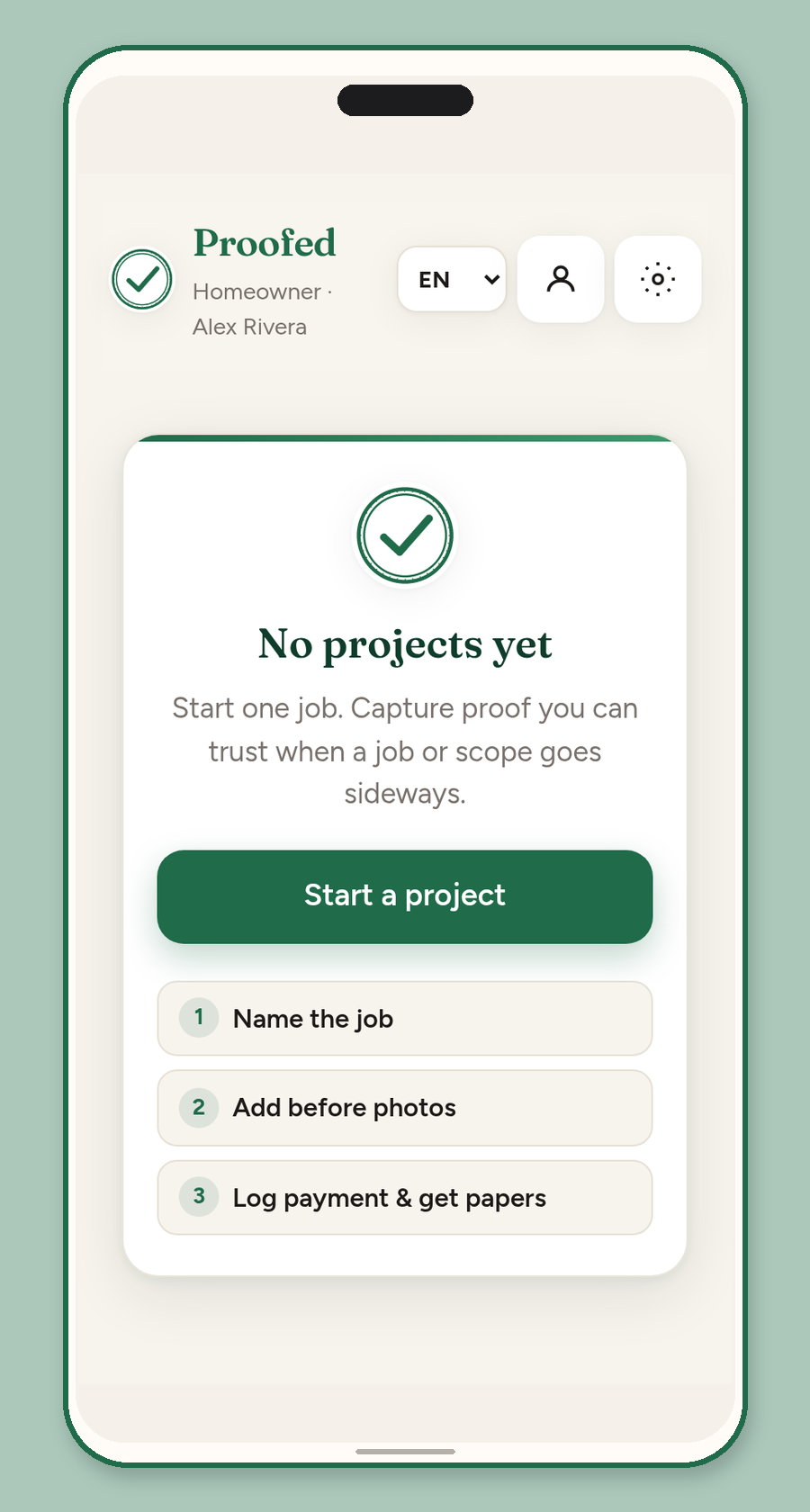 Start a project on your phone